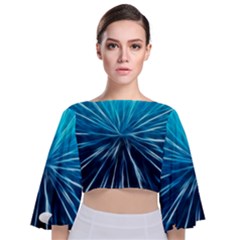 Background Structure Lines Tie Back Butterfly Sleeve Chiffon Top by Celenk