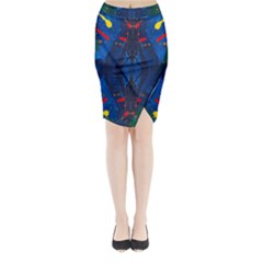 Kaleidoscope Art Pattern Ornament Midi Wrap Pencil Skirt by Celenk