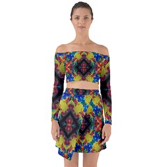 Kaleidoscope Art Pattern Ornament Off Shoulder Top With Skirt Set by Celenk