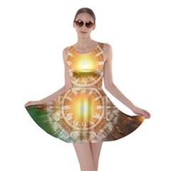 Universe Galaxy Sun Clock Time Skater Dress by Celenk
