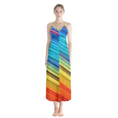 Rainbow Button Up Chiffon Maxi Dress by NSGLOBALDESIGNS2