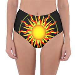 Mandala Sun Graphic Design Reversible High-waist Bikini Bottoms by Simbadda