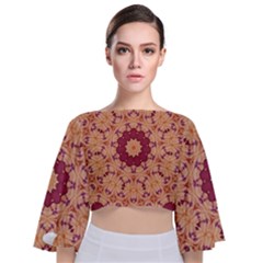 Abstract Art Abstract Background Pattern Tie Back Butterfly Sleeve Chiffon Top by Simbadda