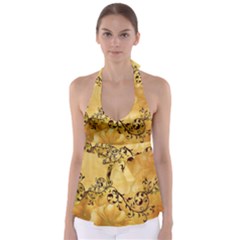 Wonderful Vintage Design With Floral Elements Babydoll Tankini Top by FantasyWorld7