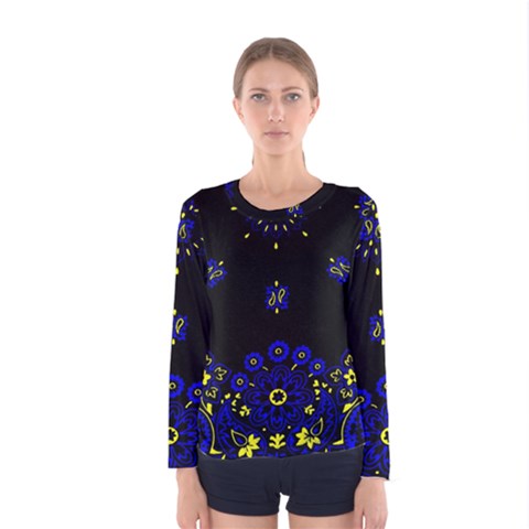 Blue Yellow Bandana Women s Long Sleeve Tee by dressshop