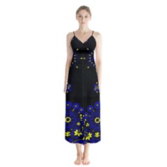 Blue Yellow Bandana Button Up Chiffon Maxi Dress by dressshop