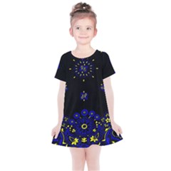 Blue Yellow Bandana Kids  Simple Cotton Dress by dressshop