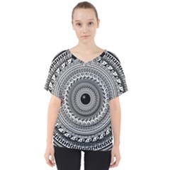 Graphic Design Round Geometric V-neck Dolman Drape Top by Nexatart