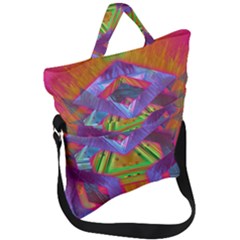 Glitch Glitch Art Grunge Distortion Fold Over Handle Tote Bag by Nexatart