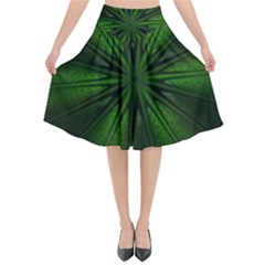 Green Fractal Art Artistic Pattern Flared Midi Skirt by Nexatart