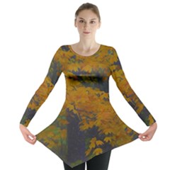 Yellow Fall Leaves And Branches Long Sleeve Tunic  by bloomingvinedesign