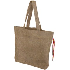 Burlap Coffee Sack Grunge Knit Look Drawstring Tote Bag by dressshop