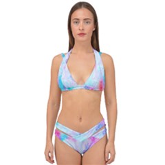 Background Drips Fluid Double Strap Halter Bikini Set by Sapixe