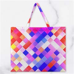 Squares Pattern Geometric Seamless Zipper Large Tote Bag by Sapixe