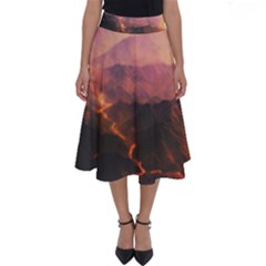 Volcanoes Magma Lava Mountains Perfect Length Midi Skirt by Sapixe