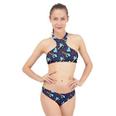 Memphis Style 1 High Neck Bikini Set by JadehawksAnD