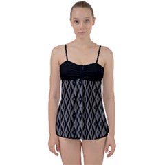 B/w Abstract Pattern 2 Babydoll Tankini Set by JadehawksAnD