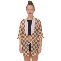 Waffle Polka Dot Pattern Open Front Chiffon Kimono by emilyzragz