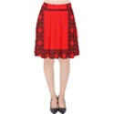 Red Sierpinski Carpet Plane Fractal Velvet High Waist Skirt View1