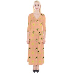 Bee A Bug Nature Wallpaper Quarter Sleeve Wrap Maxi Dress by Sapixe