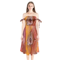 Bark Tree Texture Wood Trunk Shoulder Tie Bardot Midi Dress by Sapixe