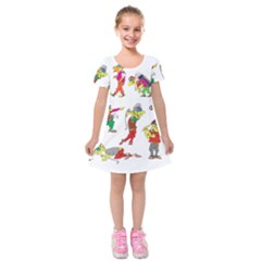 Golfers Athletes The Form Of Kids  Short Sleeve Velvet Dress by Sapixe