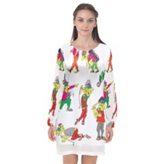 Golfers Athletes The Form Of Long Sleeve Chiffon Shift Dress  by Sapixe