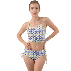 Retro Blue Yellow Brown Teal Dot Pattern Mini Tank Bikini Set by BrightVibesDesign