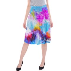 Background Drips Fluid Colorful Midi Beach Skirt by Sapixe