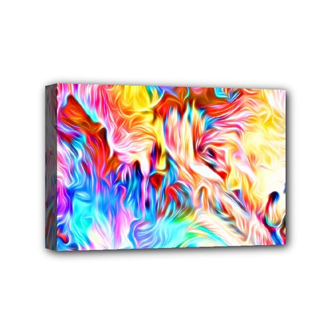 Background Drips Fluid Colorful Mini Canvas 6  X 4  (stretched) by Sapixe