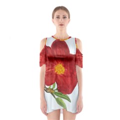 Deep Plumb Blossom Shoulder Cutout One Piece Dress by lwdstudio