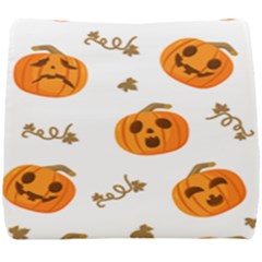 Funny Spooky Halloween Pumpkins Pattern White Orange Seat Cushion by HalloweenParty