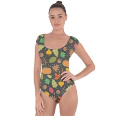 Thanksgiving Pattern Short Sleeve Leotard  by Valentinaart