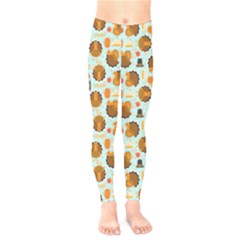 Pale Turquoise & Orange Happy Thanksgiving Print Kids  Legging by PattyVilleDesigns