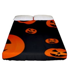 Halloween Pumpkin Autumn Fall Fitted Sheet (king Size) by Sapixe