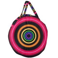 Neon Light Abstract Pattern Lines Giant Round Zipper Tote by Sapixe