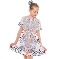 Wallpaper Pattern Colorful Color Kids  Short Sleeve Shirt Dress by Sapixe
