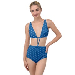 Quebec French Royal Fleur De Lys Elegant Pattern Blue Blue Quebec Fleur De Lys Pattern Blue Tied Up Two Piece Swimsuit by Quebec