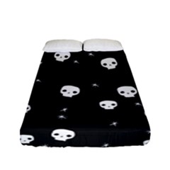 Pattern Skull Stars Halloween Gothic On Black Background Fitted Sheet (full/ Double Size) by genx