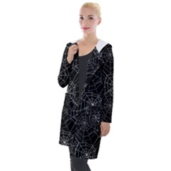 Pattern Spiderweb Halloween Gothic On Black Background Hooded Pocket Cardigan by genx