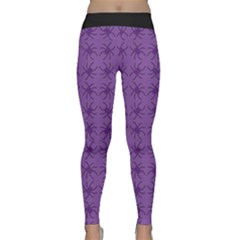 Pattern Spiders Purple And Black Halloween Gothic Modern Classic Yoga Leggings by genx
