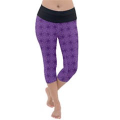 Pattern Spiders Purple And Black Halloween Gothic Modern Lightweight Velour Capri Yoga Leggings by genx
