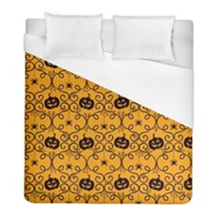 Pattern Pumpkin Spider Vintage Halloween Gothic Orange And Black Duvet Cover (full/ Double Size) by genx