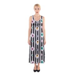 Pattern Eyeball Black And White Naive Stripes Gothic Halloween Sleeveless Maxi Dress by genx