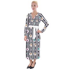 Pattern Eyeball Black And White Naive Stripes Gothic Halloween Velvet Maxi Wrap Dress by genx
