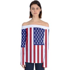 Us Flag Stars And Stripes Maga Off Shoulder Long Sleeve Top by snek