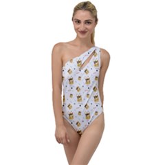 Doge Much Thug Wow Pattern Funny Kekistan Meme Dog White To One Side Swimsuit by snek