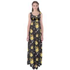 Doge Much Thug Wow Pattern Funny Kekistan Meme Dog Black Background Empire Waist Maxi Dress by snek