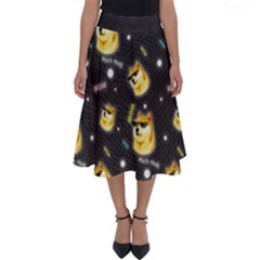 Doge Much Thug Wow Pattern Funny Kekistan Meme Dog Black Background Perfect Length Midi Skirt by snek