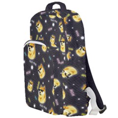 Doge Much Thug Wow Pattern Funny Kekistan Meme Dog Black Background Double Compartment Backpack by snek